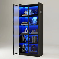 65" LED Display Cabinet with Sensor, Adjustable Shelves for Collectibles, Black Storage Case - Buy online at  Vibe In Cart.
