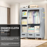 New Upgrade Portable Wardrobe Clothes Organizer for Home Bedroom Clothes Closet with 3 Drawers 4 Shelves Clothes Storage Gray - Buy online at  Vibe In Cart.