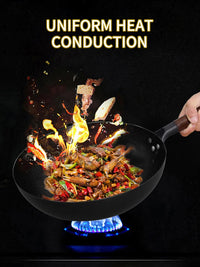 Pure Iron wok cast iron pan Non-coated Pot General use for Gas and Induction Cooker 32cm Chinese Wok Cookware Pan - Buy online at  Vibe In Cart.