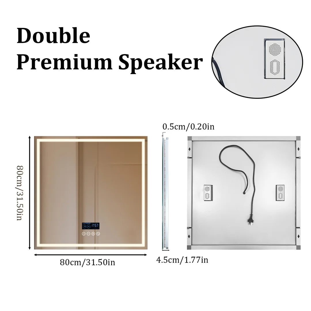 LUVODI Large Illuminated Bluetooth Bathroom Mirror Rectangle Anti-fog LED Bathroom Vanity Mirror with Bluetooth Speaker 3 Color - Buy online at  Vibe In Cart.