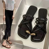 Stylish Women's Cross Strap Slide Sandals Comfortable Lightweight Toe Loop Beach Shoes with Casual Solid Color Design for Summer - Buy online at  Vibe In Cart.