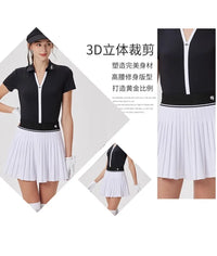 Spring Women High Waist Pleated Skirt Golf Tennis High-end Fashion New Sports Skort with Inner Shorts Ladies Golf Wear