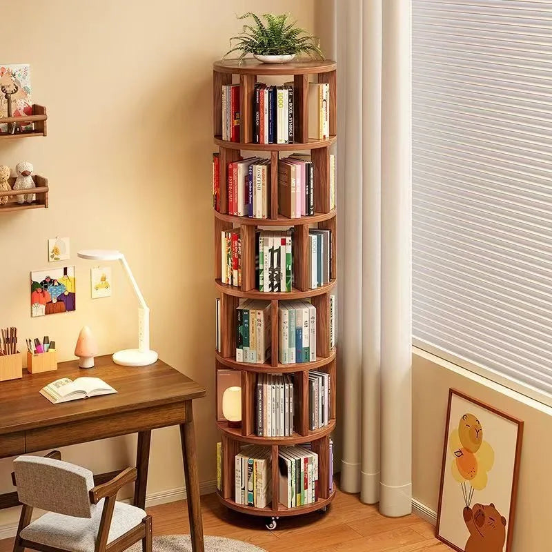360° Rotatable Bookshelf Multifunctional Living Room Round Storage Rack Movable Children's Bookshelf - Buy online at  Vibe In Cart.