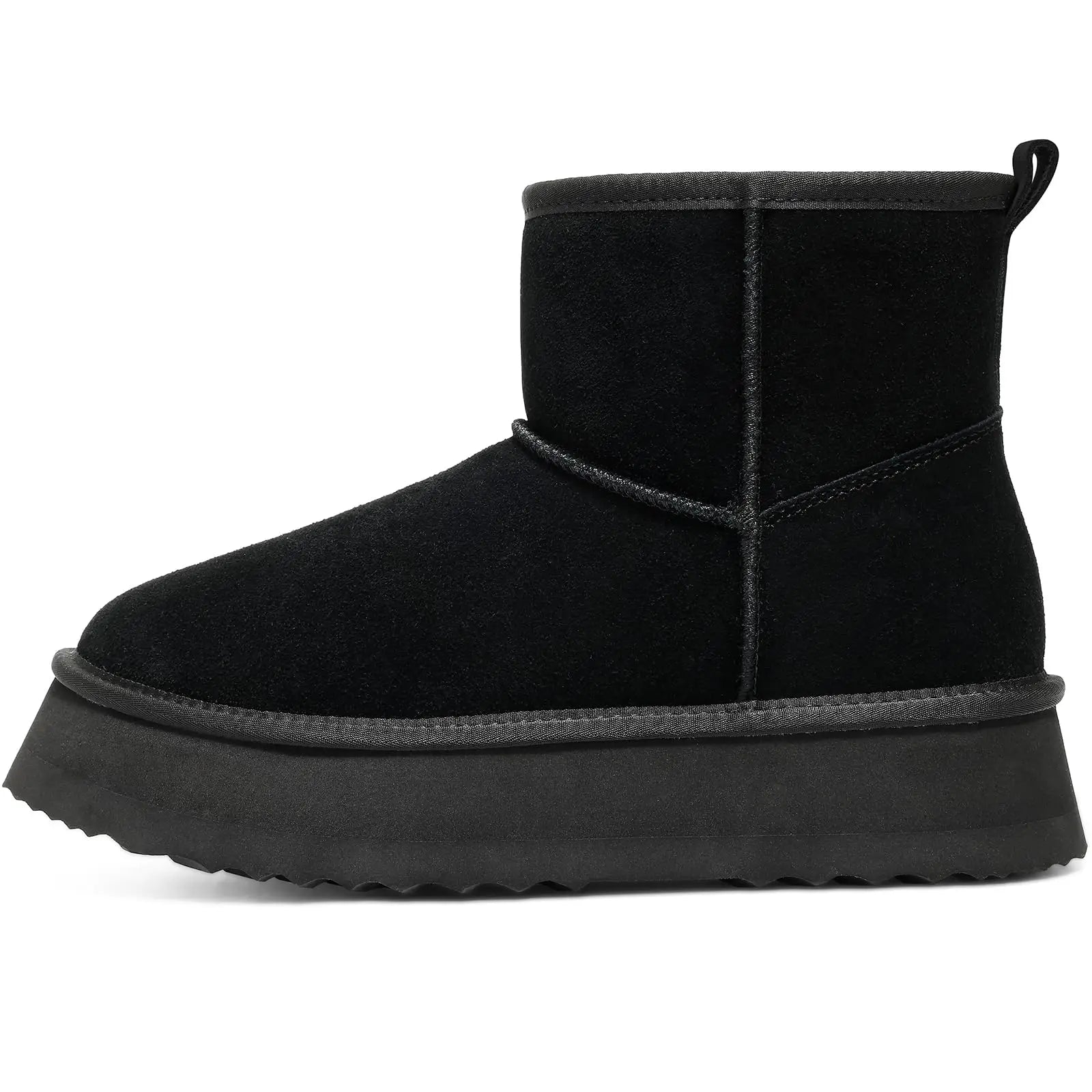 Women's Fluffy Suede Ankle Snow Boots with Thick Sole
