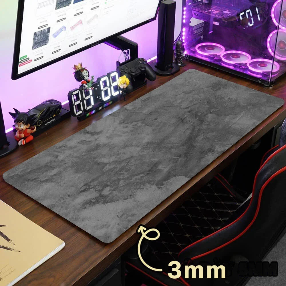 XXL Gray Rubber Mouse Pad With Stitched Edges For Gaming