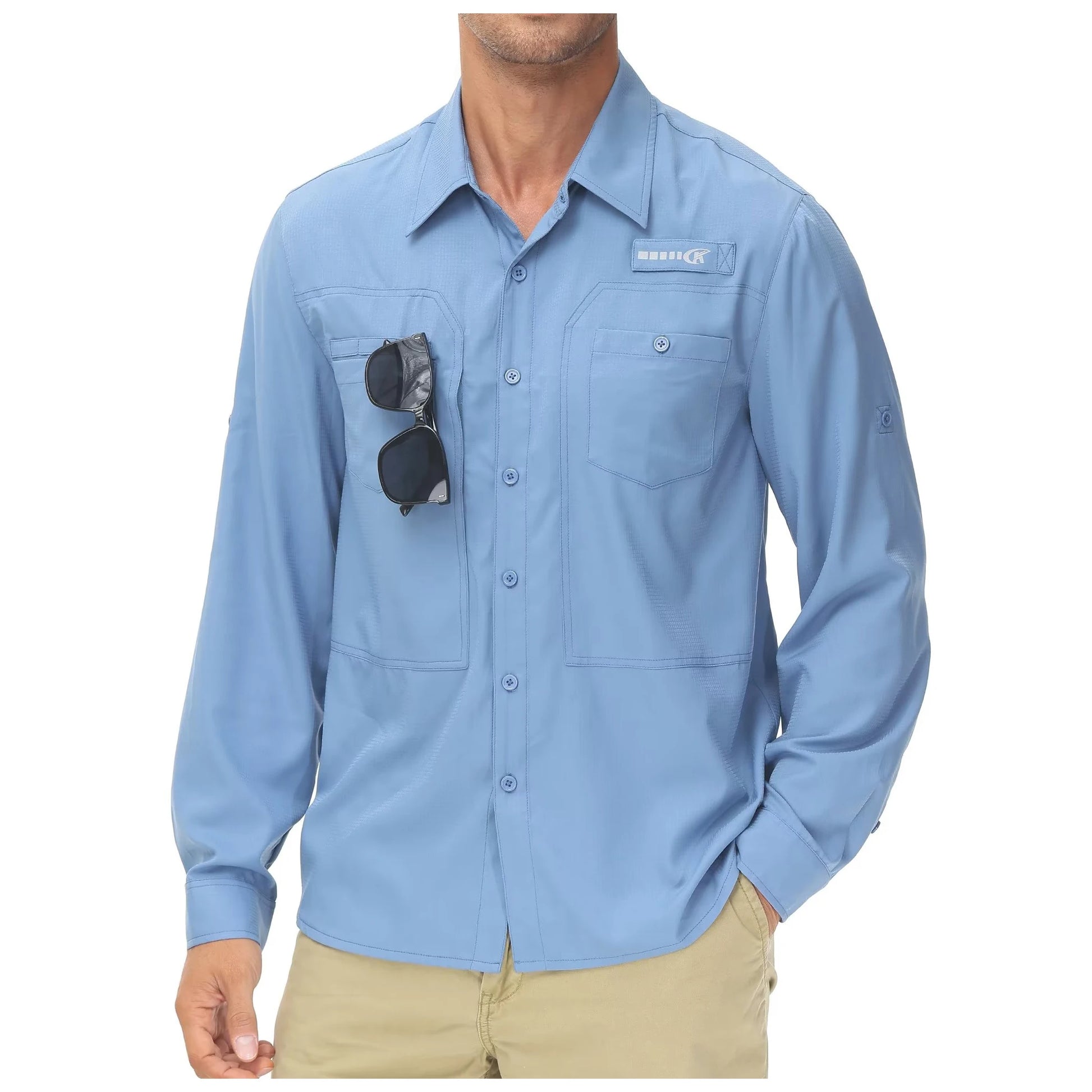 Summer Men's UPF 50+ Casual Long Sleeve Fishing Shirts, Lightweight Tactical Button Down Shirt with Breathable Back Mesh - Buy online at  Vibe In Cart.