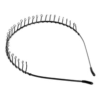 Unisex Black Waved Metal Hair Band for Adults, 6 Pieces