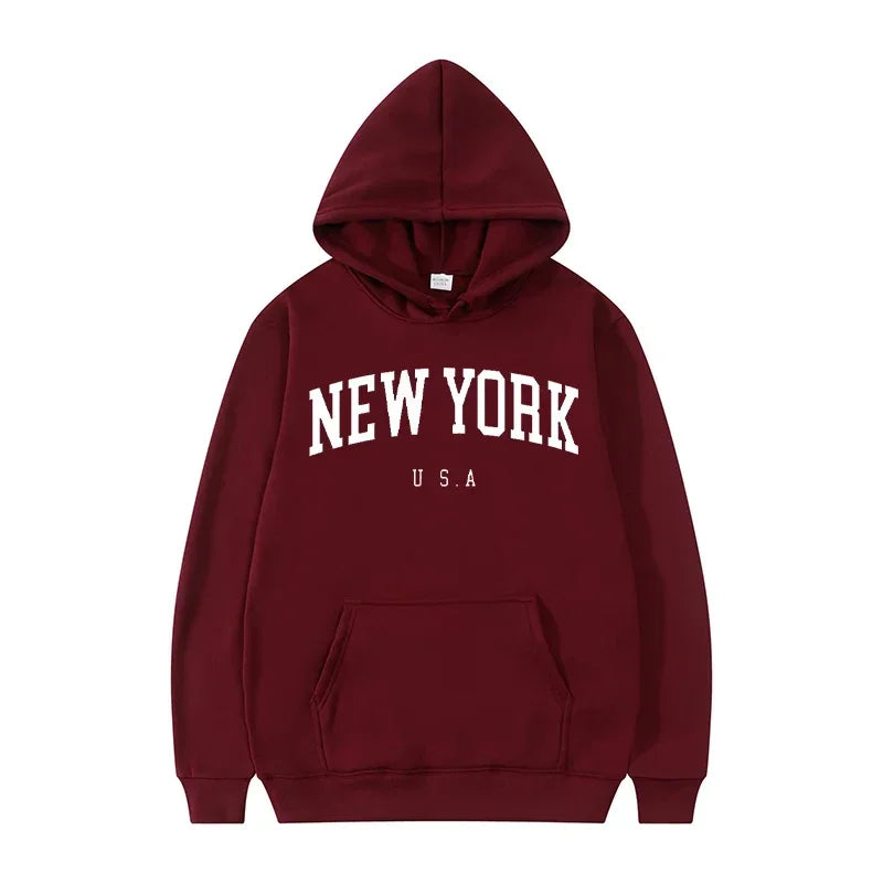 Men Women New York U.S.A City Hoodies Fashion Letter Printed Graphic Sweatshirts Loose Casual Harajuku Hooded Pullover Sportwear - Buy online at  Vibe In Cart.