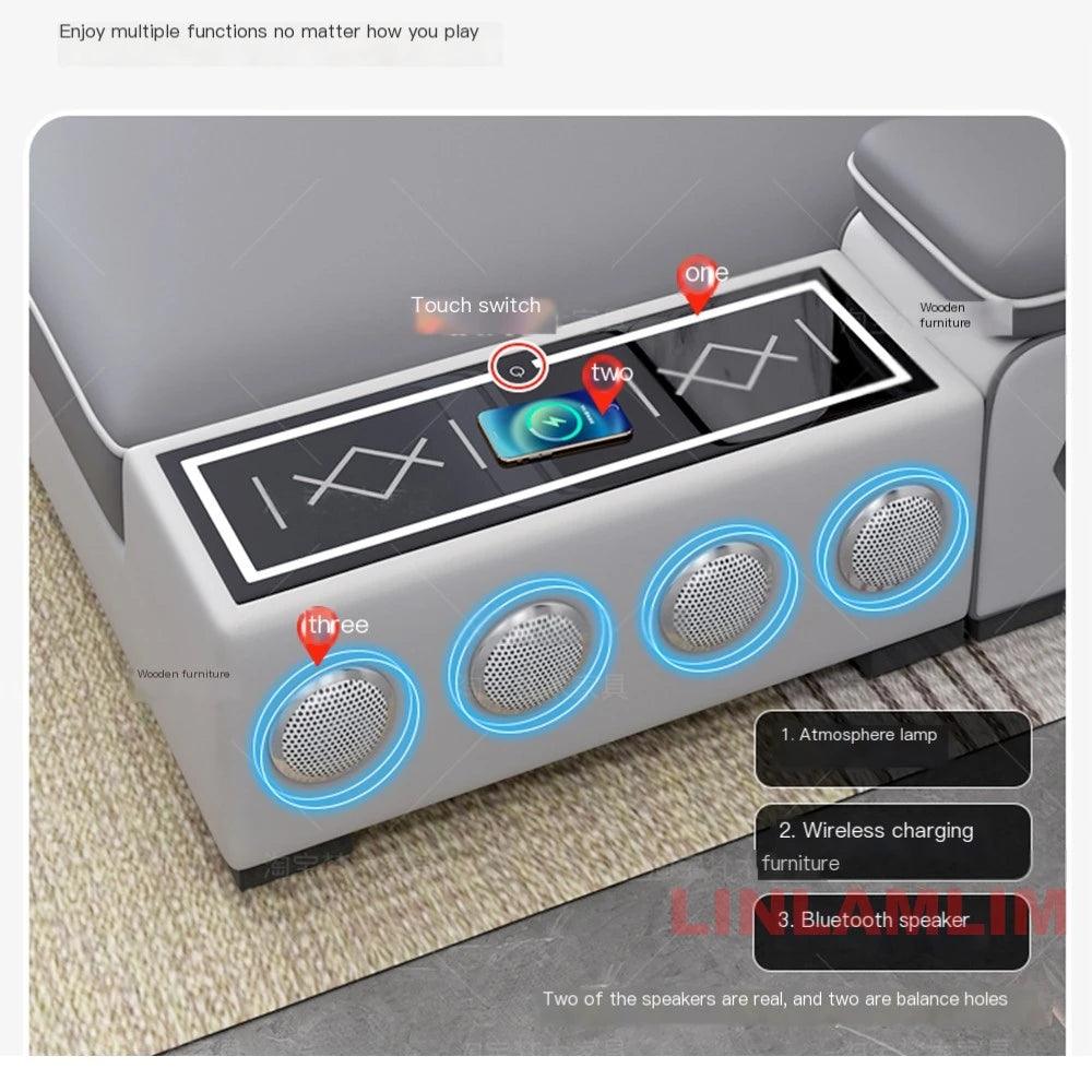 MANBAS Modern Scientific Cloth Sectional Sofa Set with Chaise Lounge, Bluetooth Speakers, and USB Charging Ports for Living Room - Buy online at  Vibe In Cart.