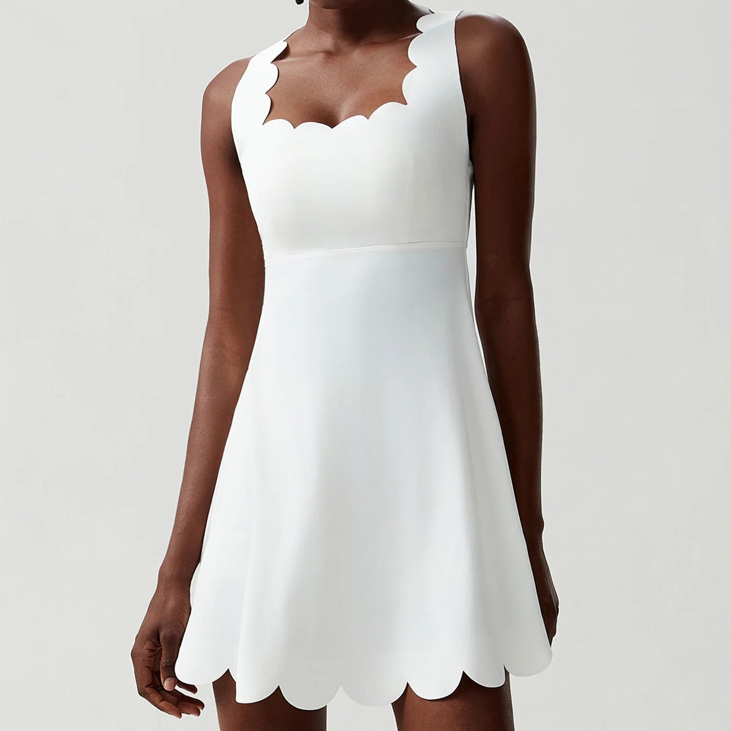 Women's Solid Color Nylon Lycra Yoga Tennis Dress, Above Knee Length