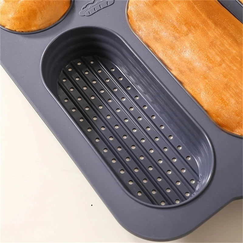 Baking Tools SIlicone Mold 6 Cavity Hot Dog Bun Pan Bun Cake Tray Baked Tools For Muffins Brownies Kitchen Non Stick Bakeware - Buy online at  Vibe In Cart.