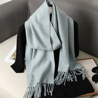 Women's Thick Warm Winter Polyester Scarf with Tassels