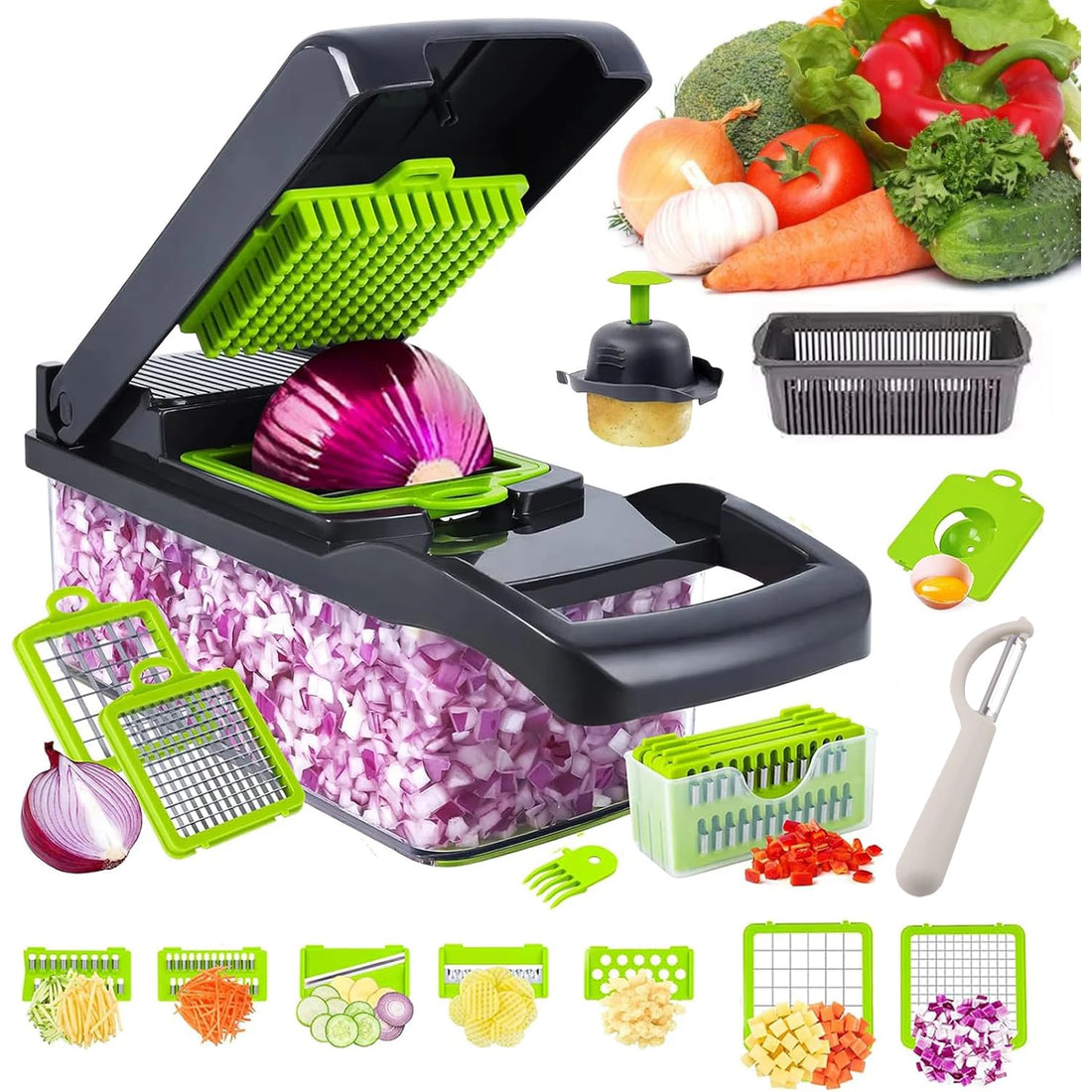 16 x 1 Kitchen professional chopper-type slicer, multifunctional food chopper, blade vegetable chopper, kitchen utensils - Buy online at  Vibe In Cart.