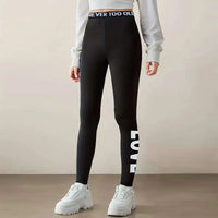 Black Polyester Slim Stretch Plus Size Yoga Leggings for Girls