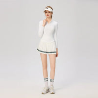 Women's Long Sleeve Athletic Shirts with Zipper Collar