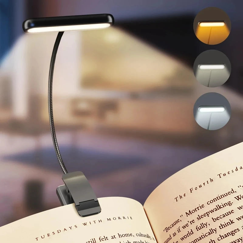 LED Book Light Reading Light Eye Caring Clip-on USB Rechargeable Dimmable Light Lamp Adjustable Flexible Night Reading Lamp - Buy online at  Vibe In Cart.