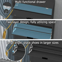 Contemporary Black Wood Shoe Storage Cabinet - Slim 3-Tier Freestanding Entryway Rack - Buy online at  Vibe In Cart.