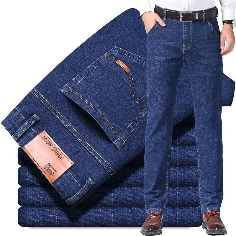 Men's Straight Leg Stretch Denim Jeans for Casual Wear