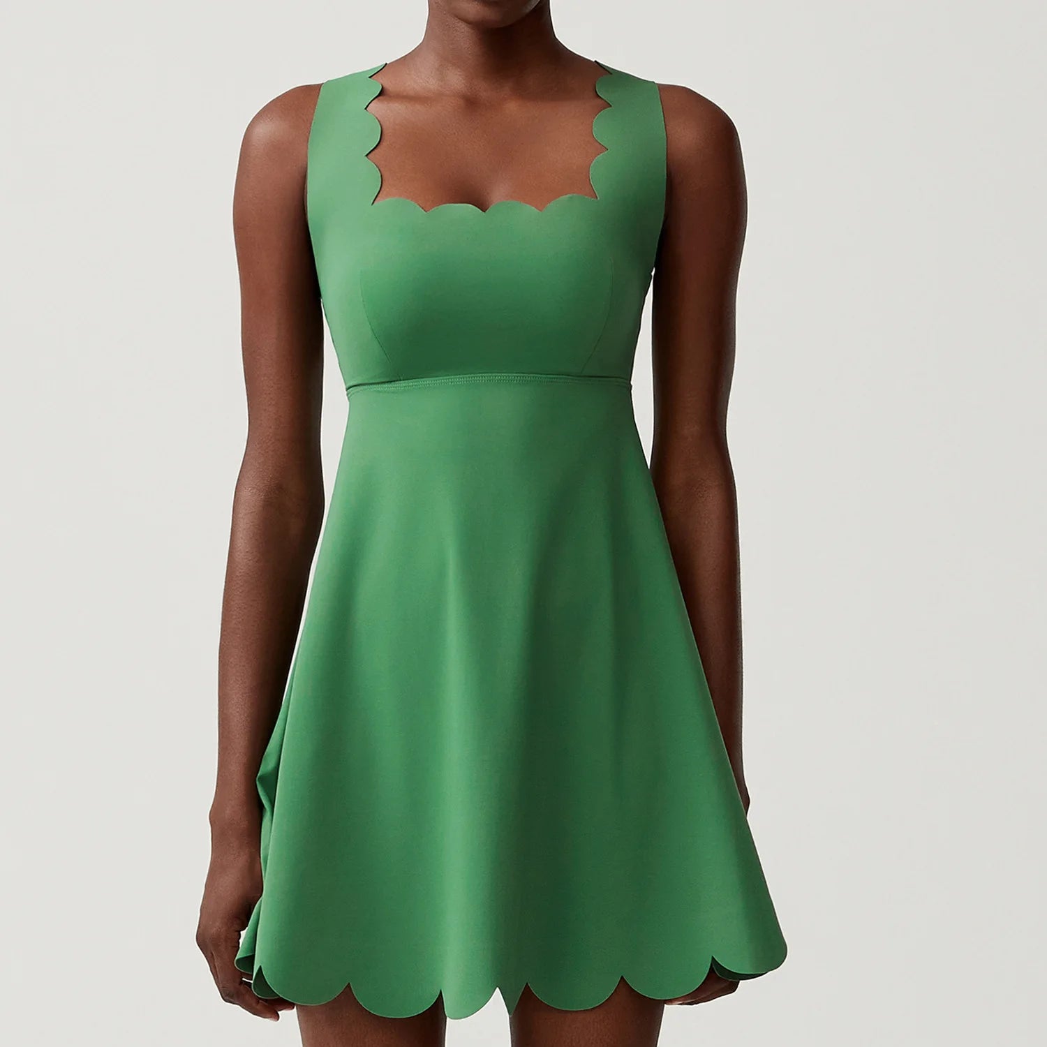 Women's Solid Color Nylon Lycra Yoga Tennis Dress, Above Knee Length