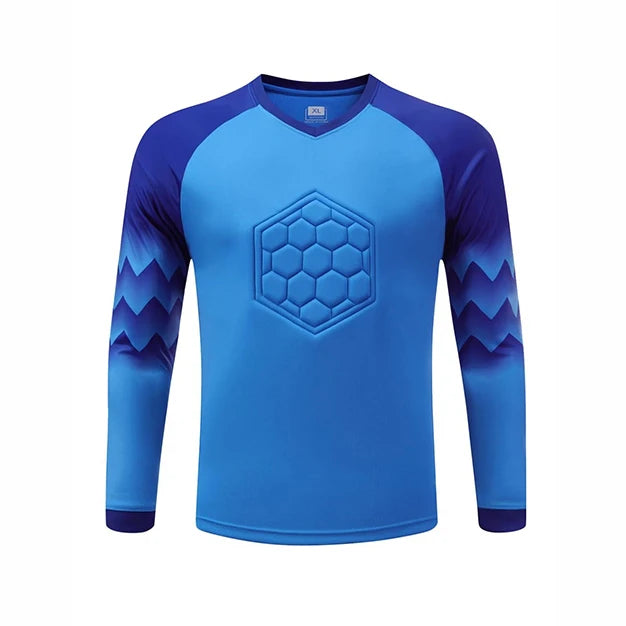 Polyester Spandex Protective Long Sleeve Soccer Goalkeeper Uniform Set with Top and Pants