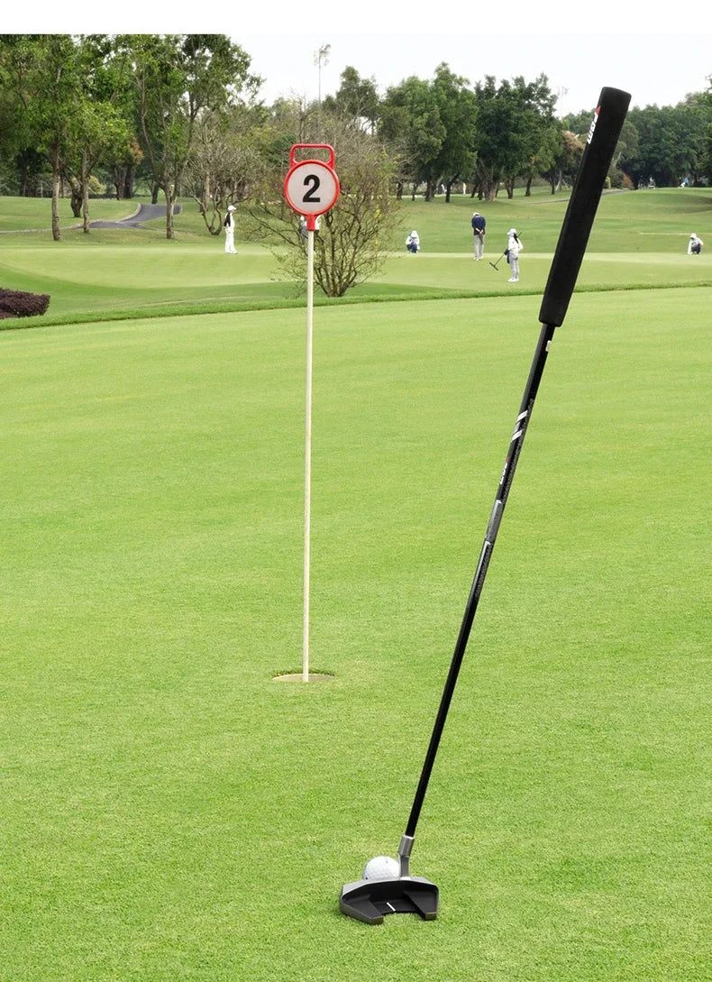 Left Handed Men's Standing Golf Putter with Ball Pickup, Silver Black