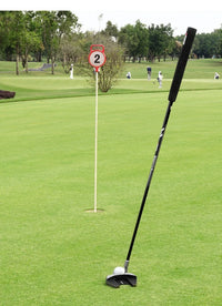 Left Handed Men's Standing Golf Putter with Ball Pickup, Silver Black