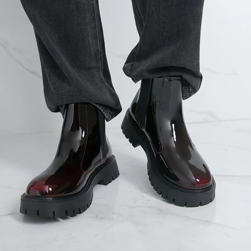 Men Chelsea Boots PU Thick Soled Round Toe Classic Comfortable Men High Top Boots - Buy online at  Vibe In Cart.