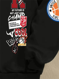 The new men's round-neck hoodie for Spring and Autumn 2025 features a street casual and fashionable 3D letter pattern print - Buy online at  Vibe In Cart.