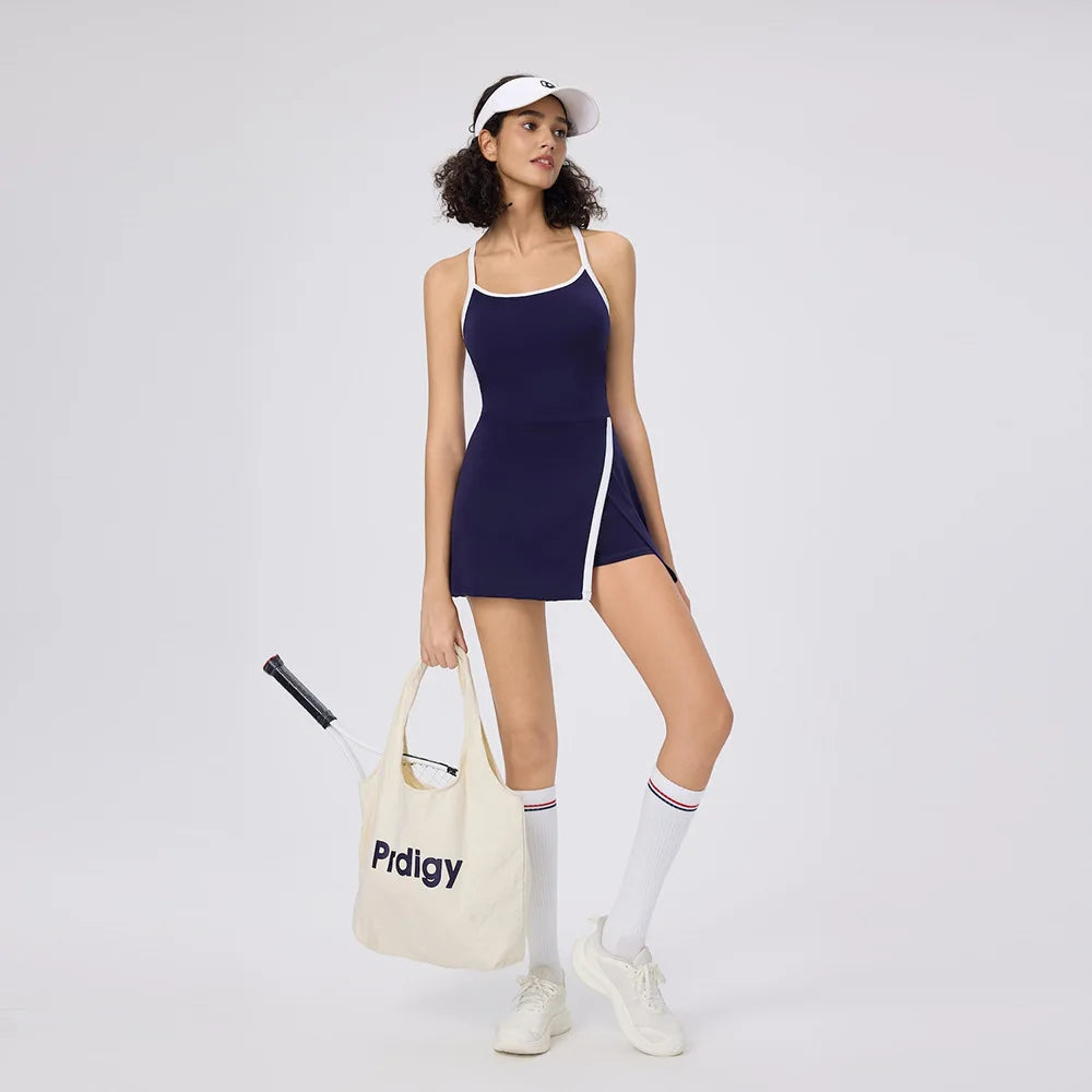 Women's Tennis Dress with Shorts Golf Wear Sports Female Clothing Badminton Club Pickle Ball Woman Outfits White Sportswear