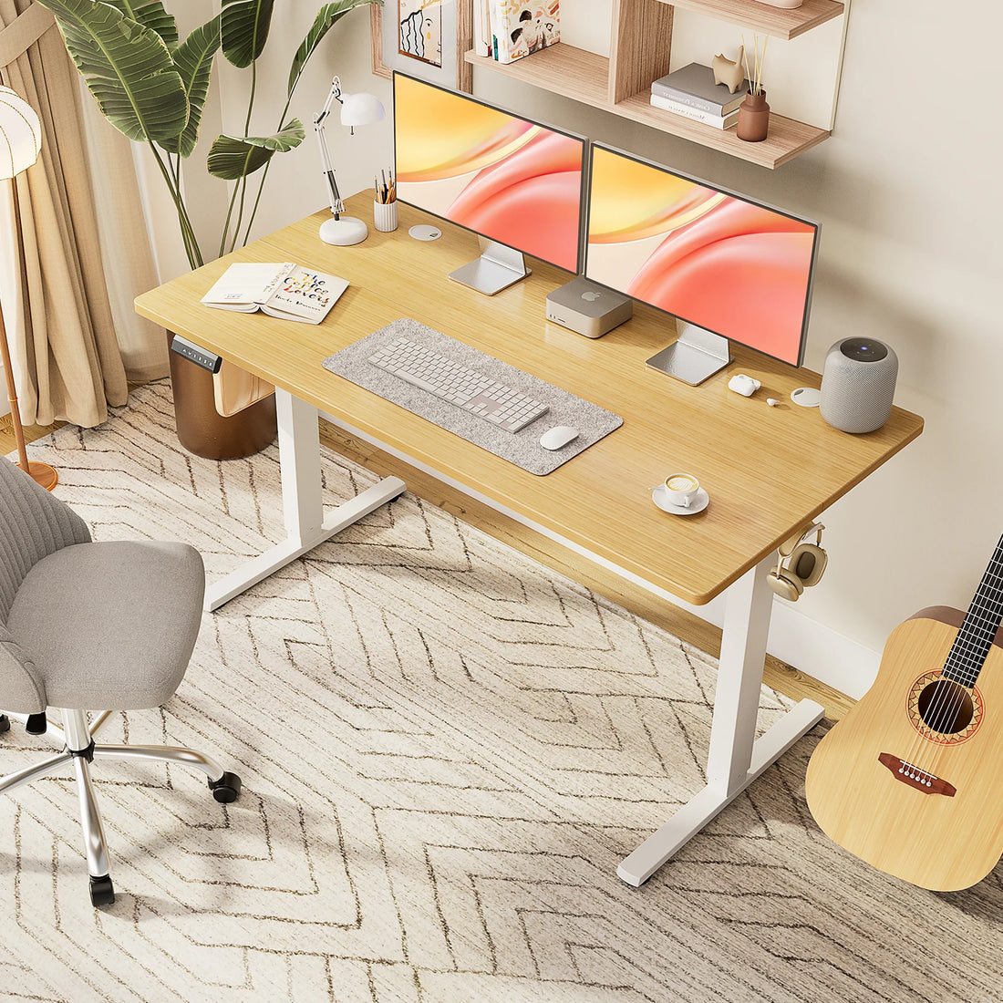 JHK Electric Standing Computer Desk Height Adjustable Workstation Ergonomic Work Table with Metal Frame For Home Office - Buy online at  Vibe In Cart.