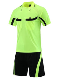 Men's Polyester Soccer Referee Uniform with Jersey and Shorts