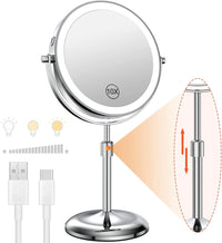 8 Inch Makeup Mirror With Light Lamp 10X Magnification 3 Color Lights,Adjustable Brightness Height Standing Cosmetic Mirror - Buy online at  Vibe In Cart.