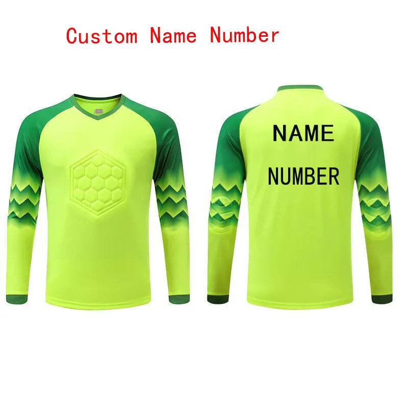 Polyester Spandex Protective Long Sleeve Soccer Goalkeeper Uniform Set with Top and Pants