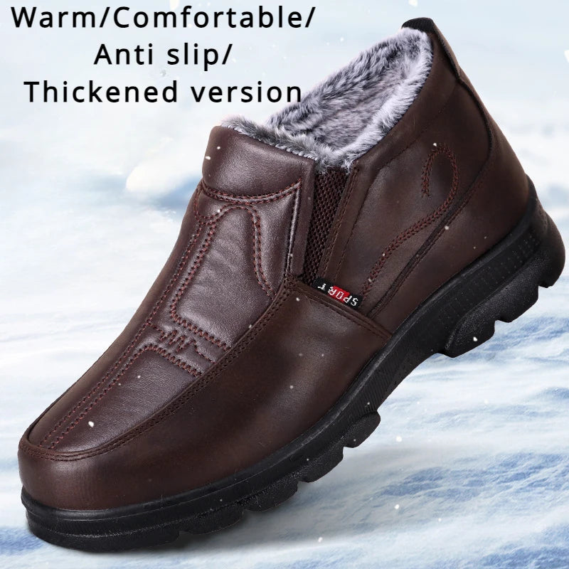 Shoes for Men 2023 Winter Fashion Non-slip Cotton Shoes Men's Thickened Leather Waterproof Casual Snow Boots Zapatillas Hombre - Buy online at  Vibe In Cart.