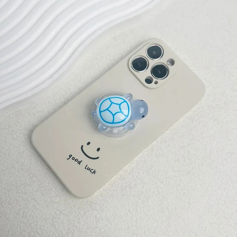 Luminous Plastic Turtle Phone Holder With Expanding Stand And Finger Grip