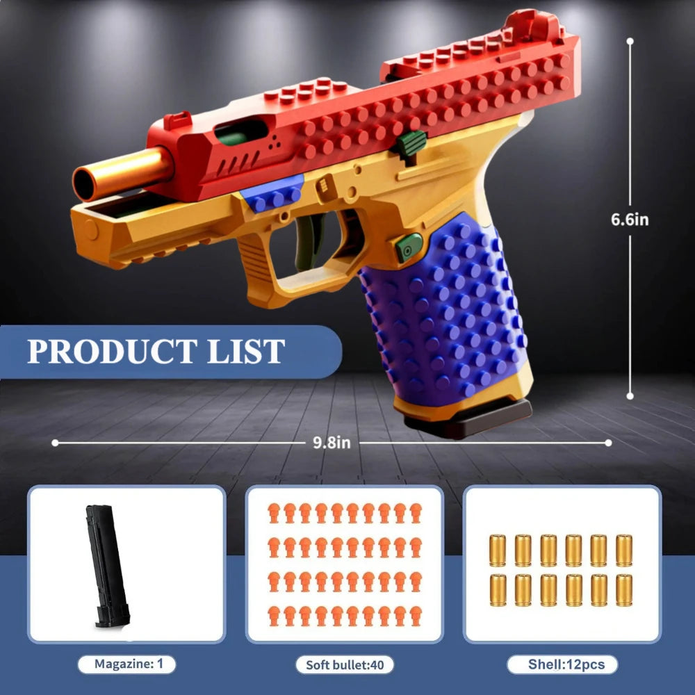 Continuous Firing Building Block Toy Gun Shell Throwing  Airsoft Blowback Empty Hanging Pistol Outdoor CS Weapon for Boys Adult - Buy online at  Vibe In Cart.