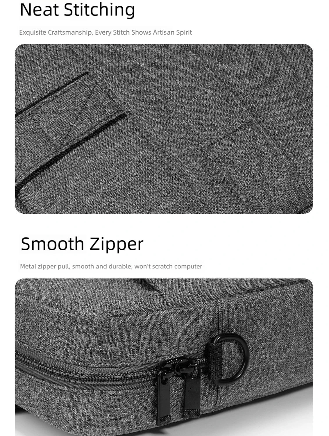 Unisex Zipper Canvas Laptop Briefcase for 13.3-17 Inch Laptops