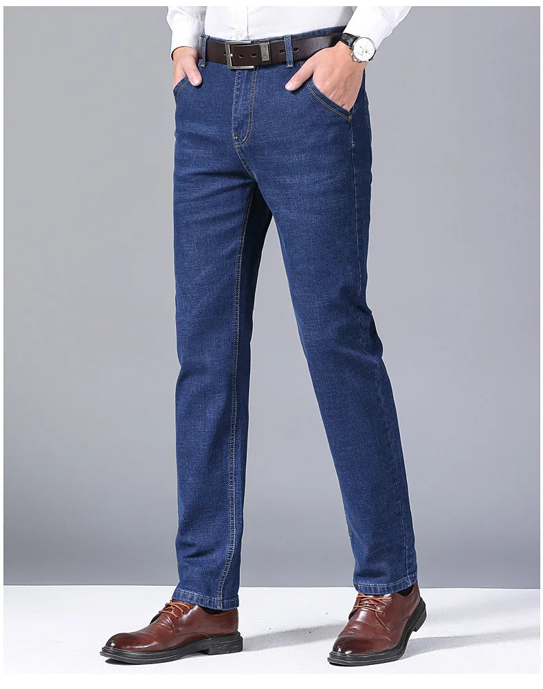New Men Light Luxury Stretch Slim Fit Pants Comfortable Soft Business Fashion Straight Casual Denim Trousers Male Brand Clothing - Buy online at  Vibe In Cart.