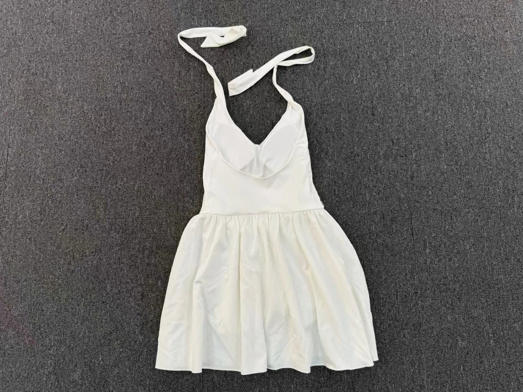 Hanging Neck Tennis Dress Women Solid Color Sleeveless Sports One Piece Pocket Suits Outdoor Running Fitness Yoga Golf Dresses