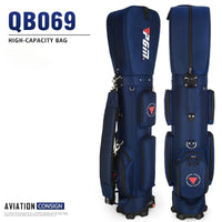 Nylon Golf Bag with Wheels for Aviation, Black and Gray