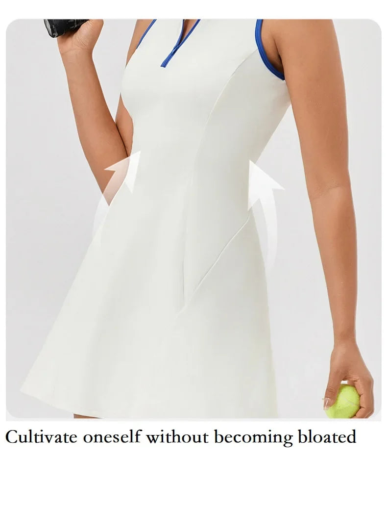 Women Tennis Dress Polo Zipper Collar Slim Skirts Ladies V-neck Breathable Slim Badminton Golf Dresses Quick-Dry Skorts S-XXL - Buy online at  Vibe In Cart.