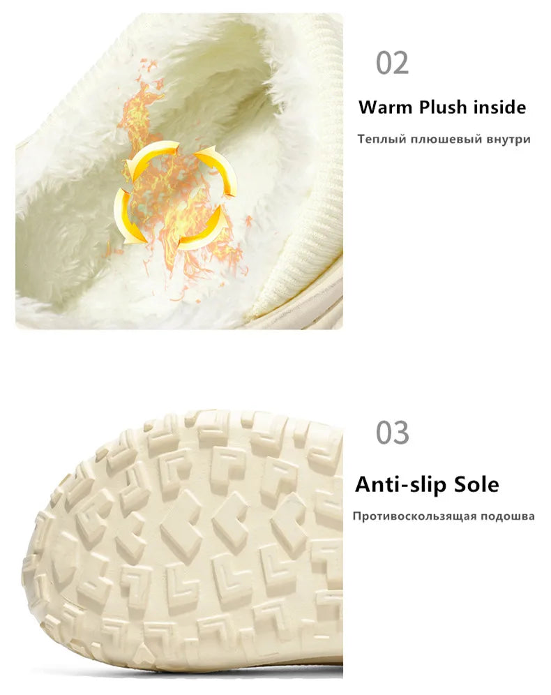 New Fashion Cotton Men's Slippers Winter Warm Plush Men Slippers Waterproof Men Garden Shoes Indoor Outdoor Men's Warm Shoes - Buy online at  Vibe In Cart.