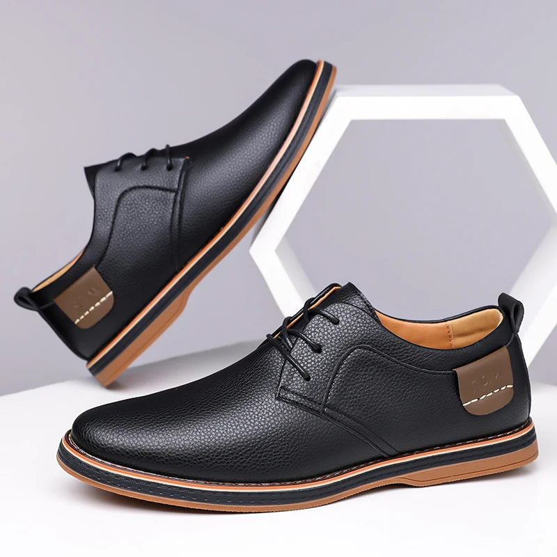 Men's Casual Business Leather Shoes Men Fashion Lace-up Derby Shoe Mens Light Comfortable Outdoor Driving Flats - Buy online at  Vibe In Cart.