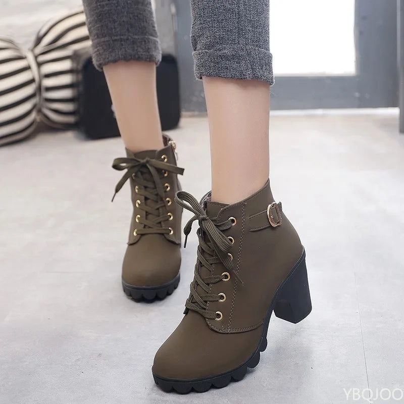 New Spring Winter Fashionable versatile Women Boots Lace-up Fashionable versatile Ladies Shoes comfortable High Heels Boots - Buy online at  Vibe In Cart.
