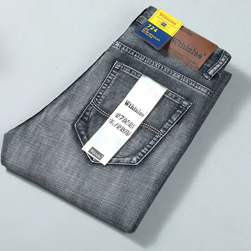 Wthinlee Slim Washed Jeans Casual Straight Stretch Fashion Classic Blue Black Work Denim Trousers Male Brand Clothing - Buy online at  Vibe In Cart.