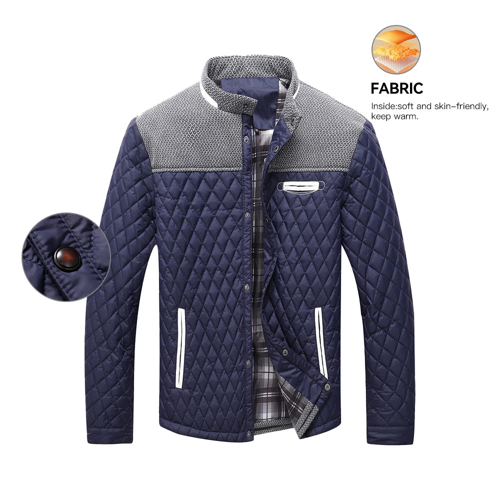 Men's Jackets Winter Warm Bomber Quilted Coat Lightweight Business Casual Button Down Clothing Waterproof Warm Jackets US Size - Buy online at  Vibe In Cart.