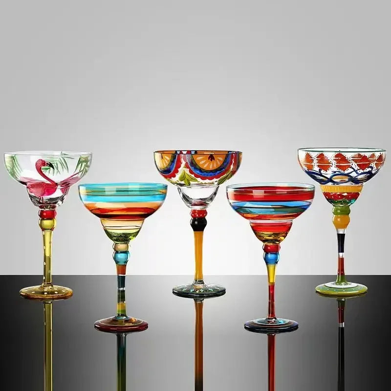 Handmade Colorful Margarita & Champagne Cocktail Glasses Set Creative Design for Home Bar Wedding Party Elegant Unique Drinkware - Buy online at  Vibe In Cart.