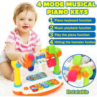 Baby Piano Toys Kids Rotating Music Keyboard Light Sound, Musical Toy for Toddlers,Early Educational Music Toy Gift For Birthday