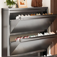 Slim Steel Shoe Cabinet Ultra Thin Shoe Storage Rack Shoe Organizer Entryway Hallway Narrow Space Saving Flip Door Storage Rack - Buy online at  Vibe In Cart.