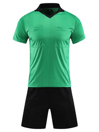 Men's Polyester Soccer Referee Uniform with Jersey and Shorts